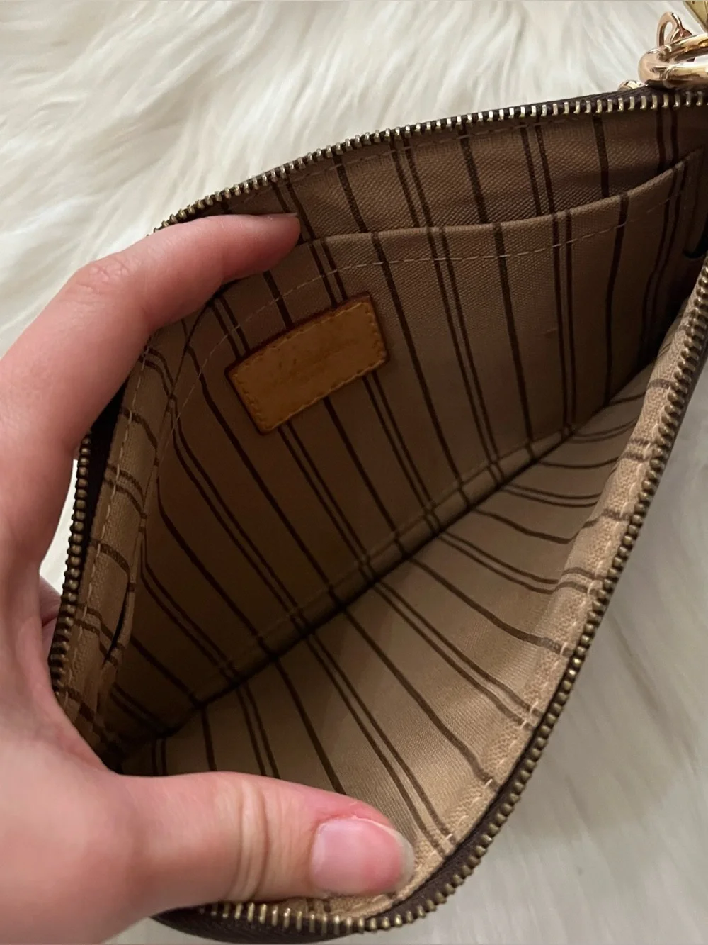 LOUIS VUITTON Monogram Brown Pouchette Hobo Mini Bag Pouch Baguette - Picture 8 of 13